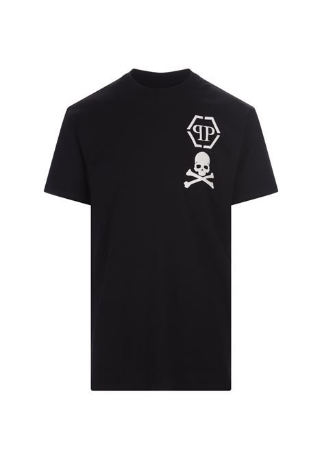 Black T-Shirt With Logo and Skull&Bones. PHILIPP PLEIN | FACCMTK6400PJY002N02