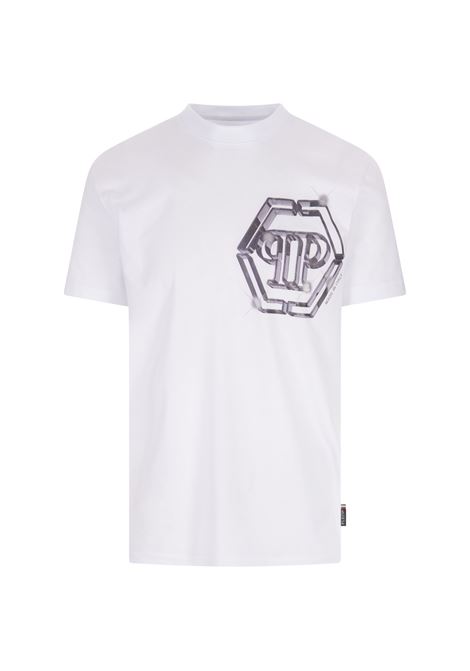 White PP Glass T-Shirt PHILIPP PLEIN | FACCMTK6517PJY002N01