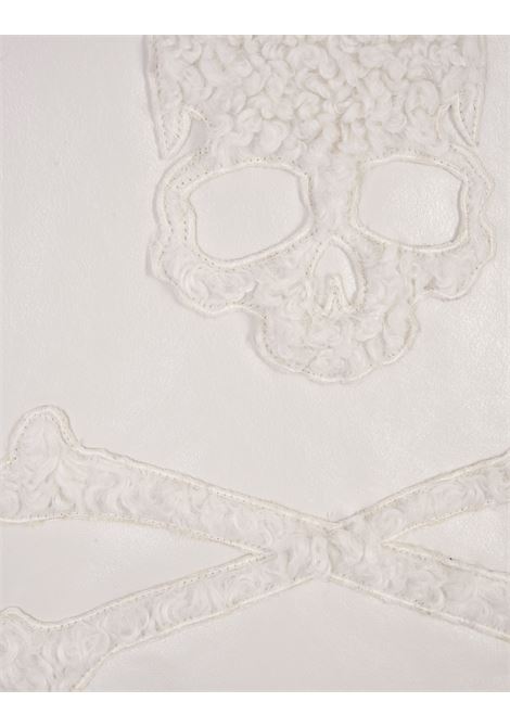 White Faux Shearling Skull & Bones Short BIker PHILIPP PLEIN | FACCWRB1232PTE003N01