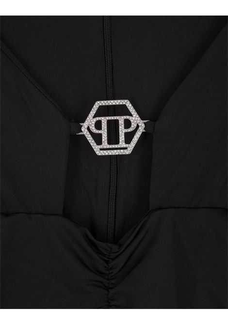 Black Mini Dress With Cut-Out and Jewel Hexagon PHILIPP PLEIN | FACCWRG2696PTE003N02