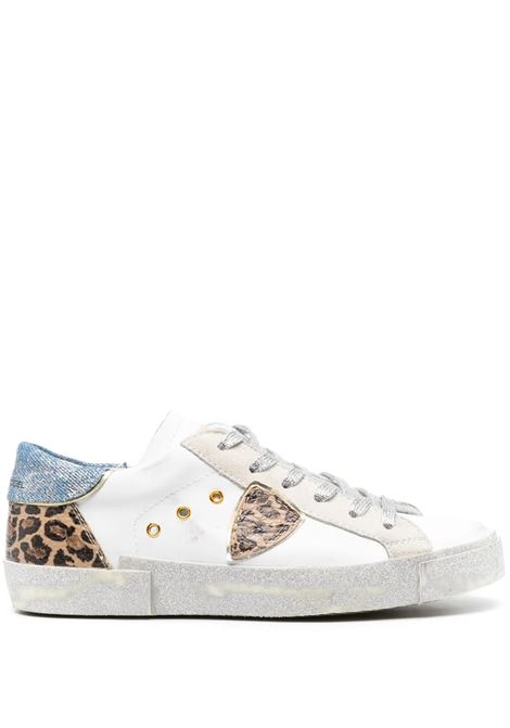 Paris Low Sneakers - Denim, Animalier, White and Silver PHILIPPE MODEL | PRLDIVX1