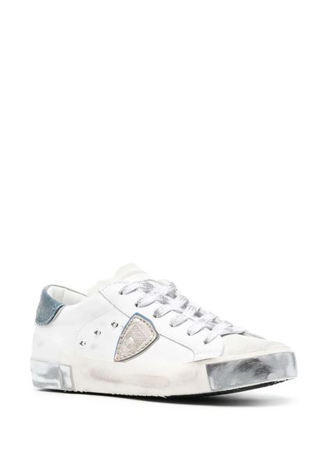 Paris Low Sneakers - White, Blue and Silver PHILIPPE MODEL | PRLDXE03