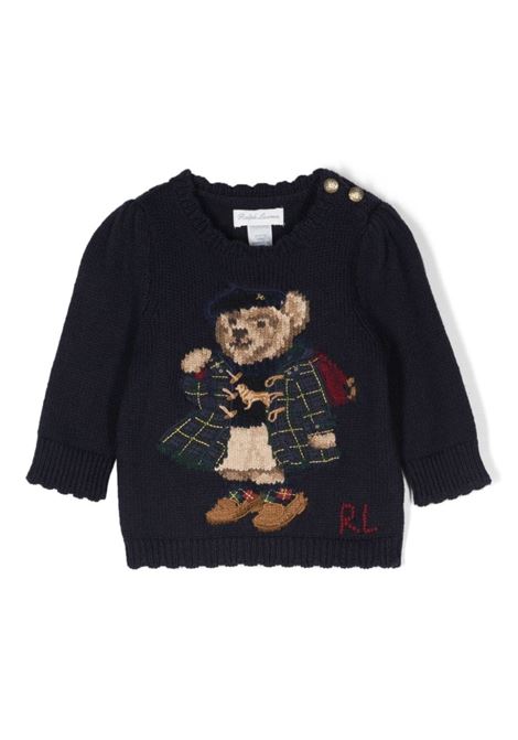 Polo Bear Sweater In Navy Blue Cotton RALPH LAUREN KIDS | 310-916538001