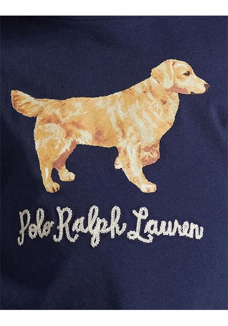 Blue Jersey T-Shirt With Golden Retriever RALPH LAUREN KIDS | 312-916817001