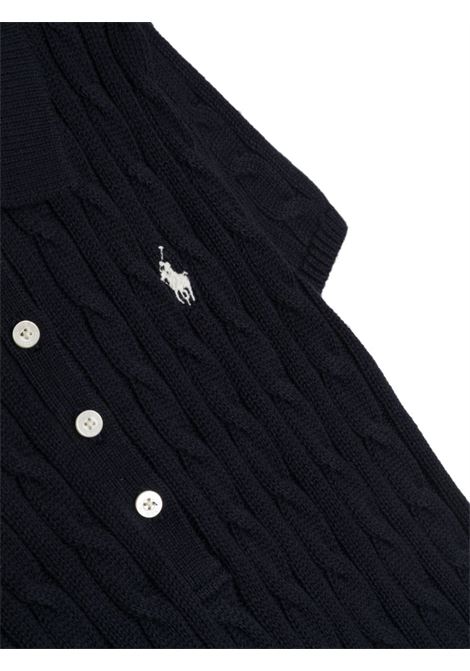 Navy Blue Cable Knit Cotton Polo Dress RALPH LAUREN KIDS | 313-916526001