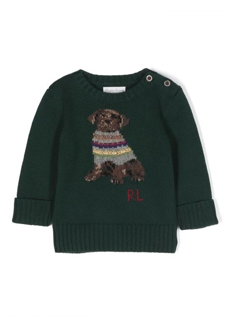 Agate Moss Crew Neck Sweater With Dog RALPH LAUREN KIDS | 320-918369001