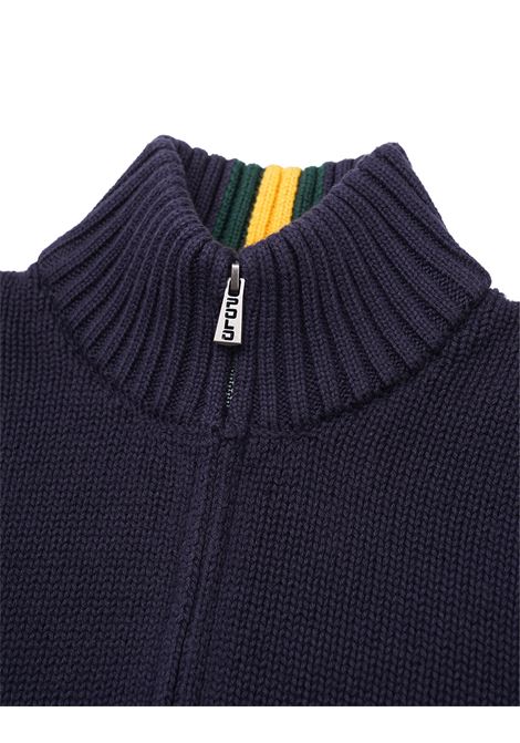 Blue Chunky Knitted Cardigan with Zip and Pony RALPH LAUREN KIDS | 322-799411019