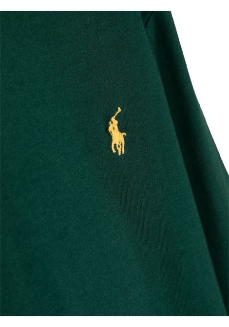 T-Shirt a Maniche Lunghe Verde Scuro Con Pony RALPH LAUREN KIDS | 322-854677059