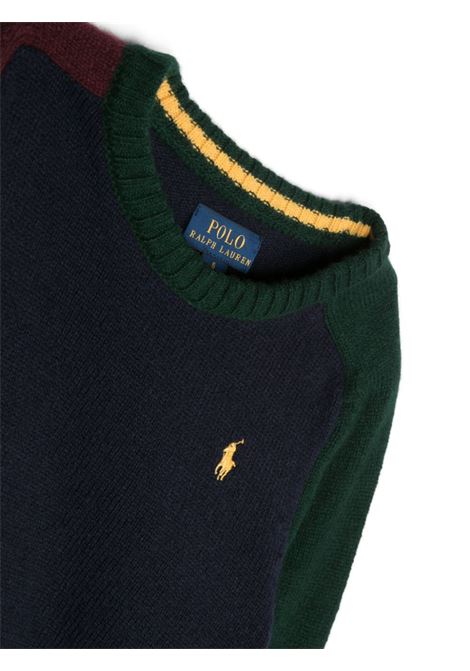 Red, Blue and Green Wool and Cashmere Pullover RALPH LAUREN KIDS | 322-918292001