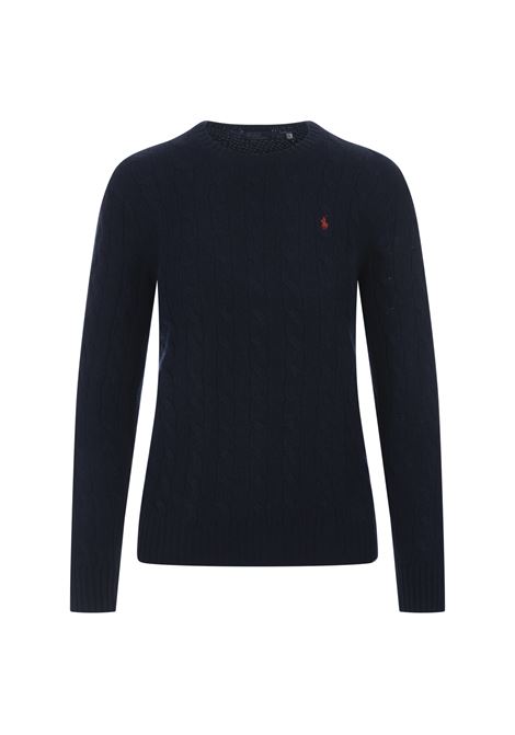 Hunter Blue Wool and Cashmere Braided Sweater RALPH LAUREN | 211-910421003