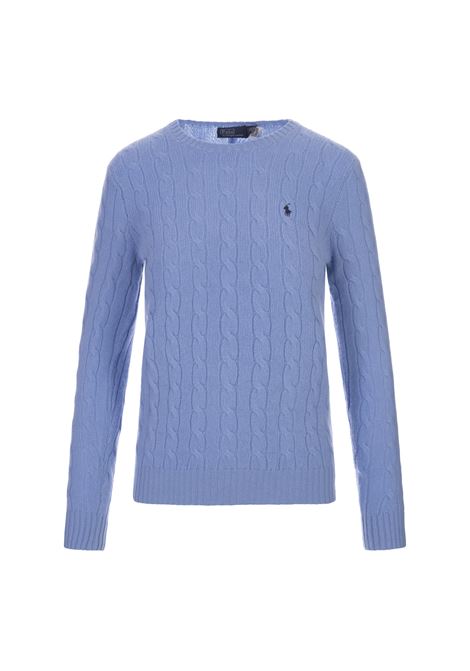 New Blue Litchfield Wool and Cashmere Braided Sweater RALPH LAUREN | 211-910421004