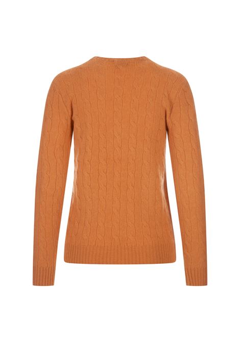 Melange Orange Flannel Wool and Cashmere Braided Sweater RALPH LAUREN | 211-910421005