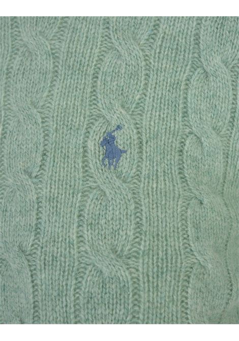 April Melange Green Wool and Cashmere Braided Sweater RALPH LAUREN | 211-910421006