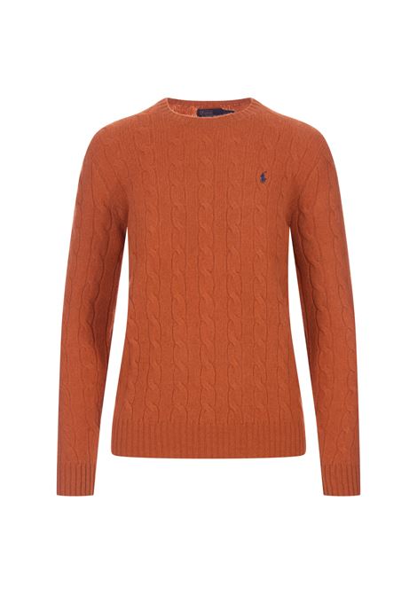Faded Red Wool and Cashmere Braided Sweater RALPH LAUREN | 211-910421007