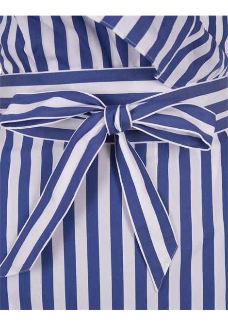 Blue Striped Cotton Wrap Dress With Ruffles RALPH LAUREN | 211-910807001