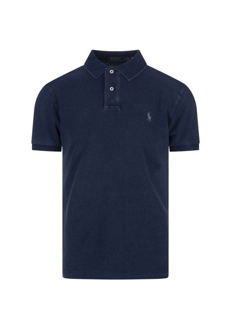Navy Blue Pique Polo Shirt With Pony RALPH LAUREN | 710-536856202