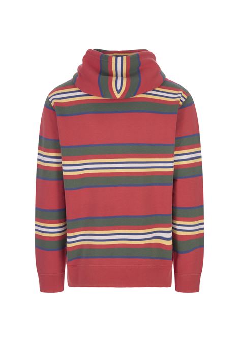 Red Hoodie with Multicolored Stripes RALPH LAUREN | 710-909686001