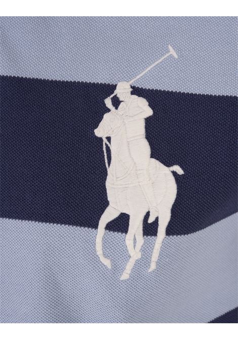 Polo A Righe Blu Con Big Pony e Grafica Nautica RALPH LAUREN | 710-910567001