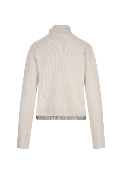 White Sweater With Buttons and Tulle Point D'Esprit RED VALENTINO | 3R3KC17X6WYA03