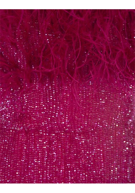Hot Pink Torin Sequin Feather Dress RETROFETE | HL23-6347FUSC