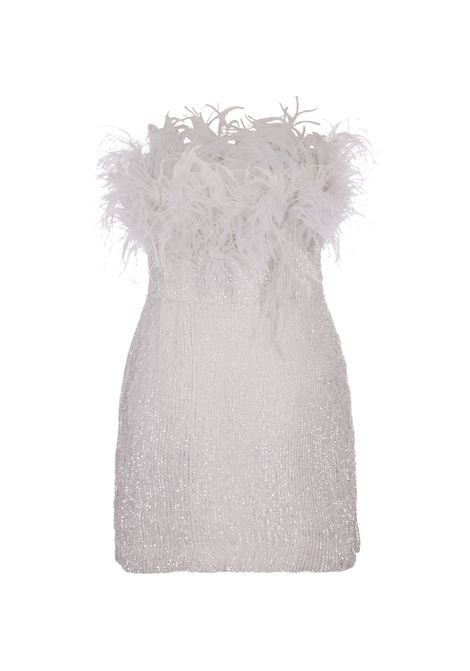 White Torin Sequin Feather Dress RETROFETE | HL23-6347WHT