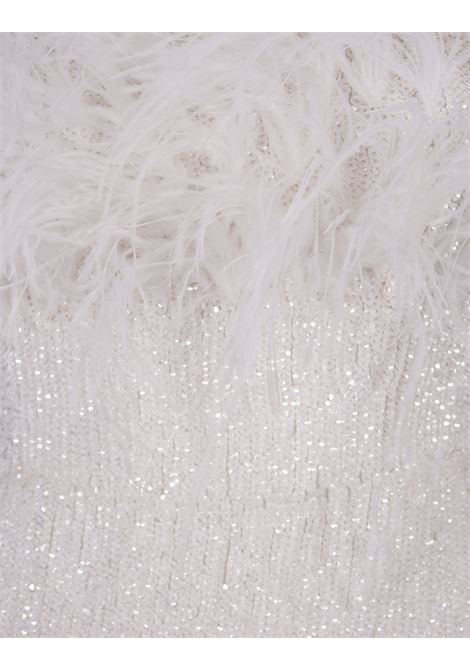 White Torin Sequin Feather Dress RETROFETE | HL23-6347WHT