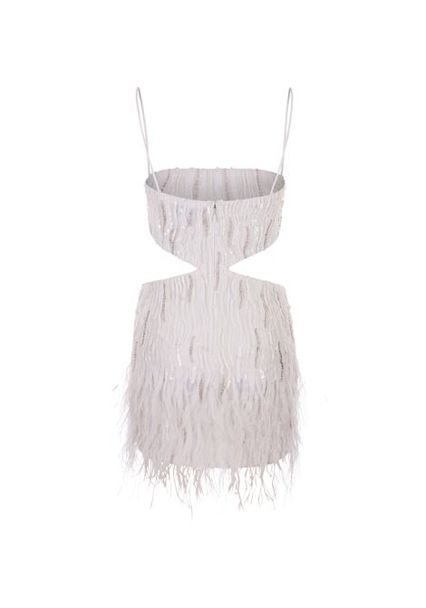 Beverly Sequin Feather Dress In White RETROFETE | PF23-7067WHT