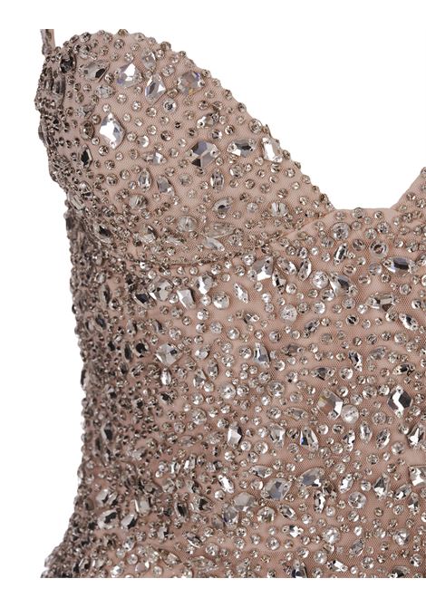 Dusty Peach Avalon Crystal Embellished Bodysuit RETROFETE | PF23-7361DUPCH