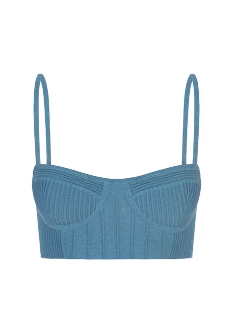 Aqua Blue Gabi Bandage Knit Top RETROFETE | SS23-6527AQBL