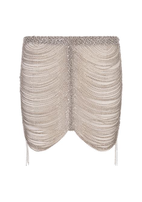 White and Silver Mesh Mini Skirt With Crystals RETROFETE | SS23-6887WHTSL