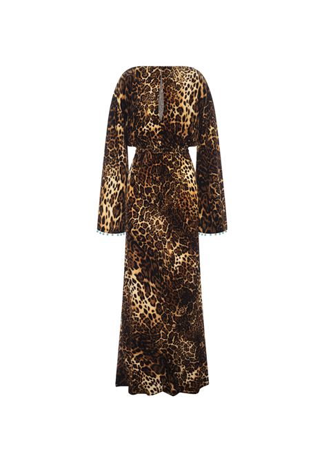 Leopard Print Long Dress With Embellishment ROBERTO CAVALLI | RKR124-FY05800504