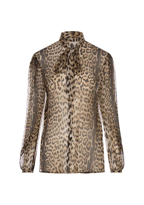 Leopard Print Silk Shirt With Lavalliere Collar ROBERTO CAVALLI | RKT705-CZH26Z0029