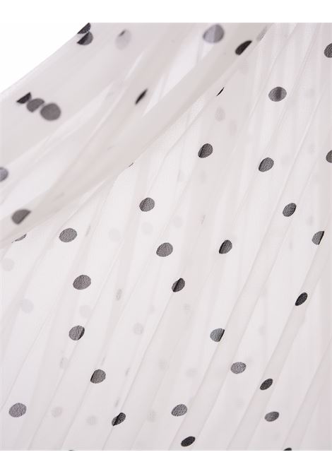 White Pleated Midi Dress with Black Polka Dots SELF PORTRAIT | PF23-031M-WMONOCHROME