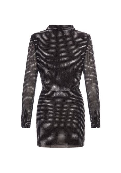 Black Rhinestone Mini Shirt Dress SELF PORTRAIT | PF23-072S-BBLACK