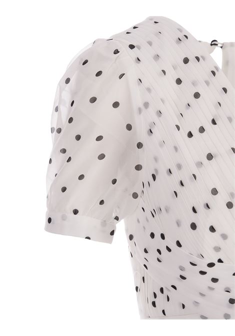 Polka Dot Chiffon Crossover Midi Dress In White SELF PORTRAIT | PF23-079M-WMONOCHROME