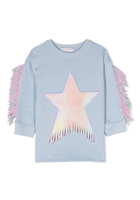 Light Blue Star Sweatshirt with Fringes STELLA MCCARTNEY KIDS | TT1A10-Z0447602