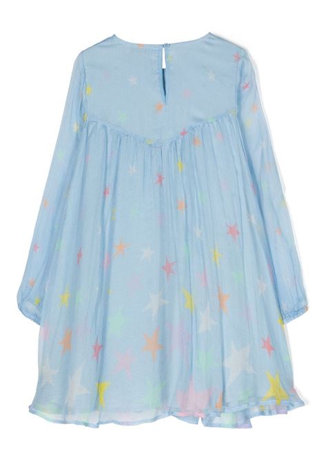 Light Blue Silk Dress with Star Print STELLA MCCARTNEY KIDS | TT1E90-Z1533602MC