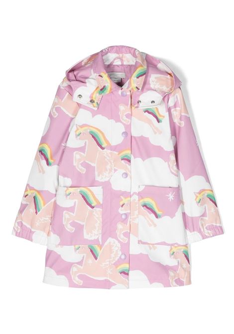 Lilac Raincoat with Hood and Rainbow Unicorn Cloud Print STELLA MCCARTNEY KIDS | TT2A70-Z1262516MC