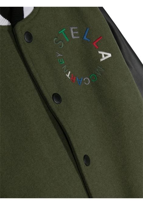 Green and Black Bomber Jacket with Circular Embroidered Logo STELLA MCCARTNEY KIDS | TT2Q67-Z0507722