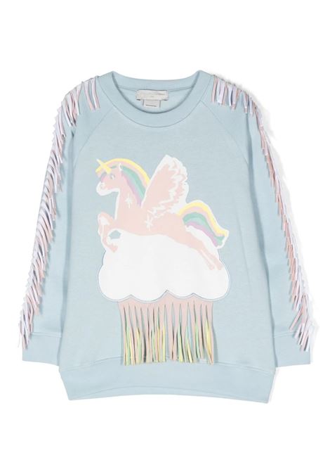 Light Blue Sweatshirt with Fringes and Cloud with Unicorn STELLA MCCARTNEY KIDS | TT4A70-Z0453602
