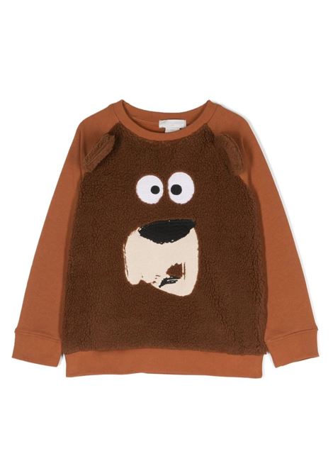 Brown Fleece Sweatshirt With Grizzly Bear STELLA MCCARTNEY KIDS | TT4P80-Z0447312