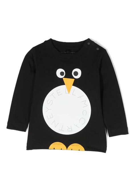 T-Shirt Pinguino Con Logo Nera STELLA MCCARTNEY KIDS | TT8680-Z0434930