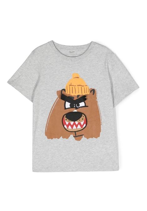 Grey T-Shirt With Angry Bear and Velcro Worm STELLA MCCARTNEY KIDS | TT8Q01-Z0434905