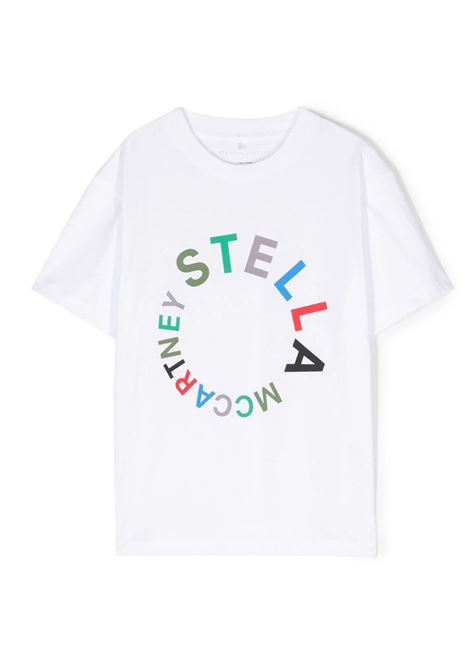 White T-Shirt With Printed Circular Logo STELLA MCCARTNEY KIDS | TT8S31-Z0434100