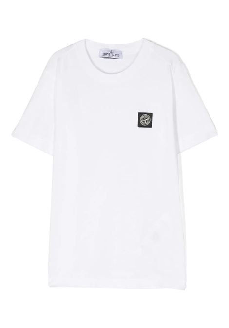 White T-Shirt With Logo Patch STONE ISLAND JUNIOR | 781620147V0001