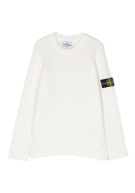 Raw Cotton White Sweater STONE ISLAND JUNIOR | 7816506A2V0001