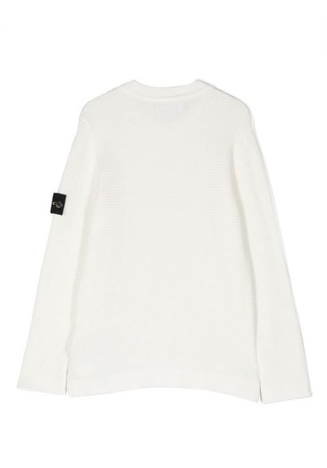 Raw Cotton White Sweater STONE ISLAND JUNIOR | 7816506A2V0001