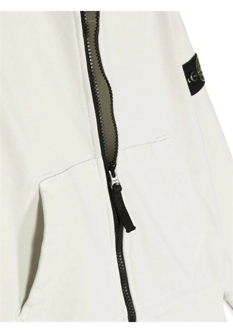 Pearl Grey Zipped Hoodie With Logo STONE ISLAND JUNIOR | 781660740V0061