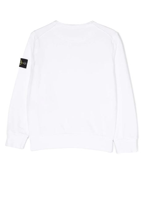 White Crew Neck Sweatshirt With Stone Island Badge STONE ISLAND JUNIOR | 781661340V0001