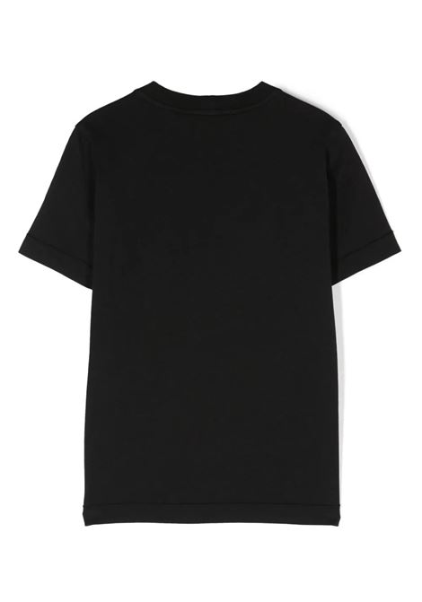 Black T-Shirt With Logo Patch STONE ISLAND JUNIOR | 791620147V0029